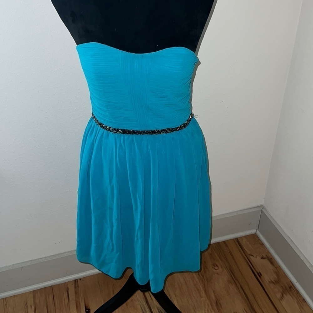 Gianni Bini party strapless beadedโ waist pleated bodice mini dress Sz S